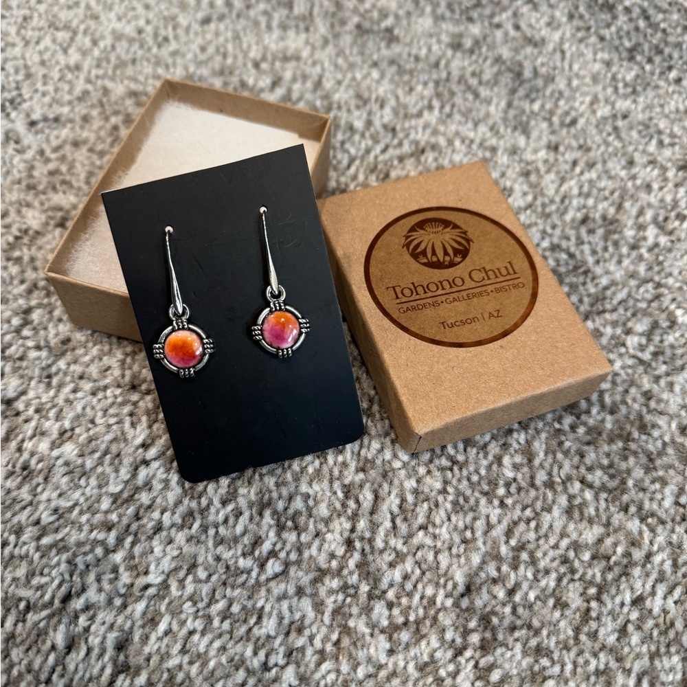 Silver and Pink and Orange Earrings